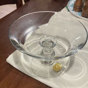 Crystal Val St. Lambert Compote dish signed etched on base